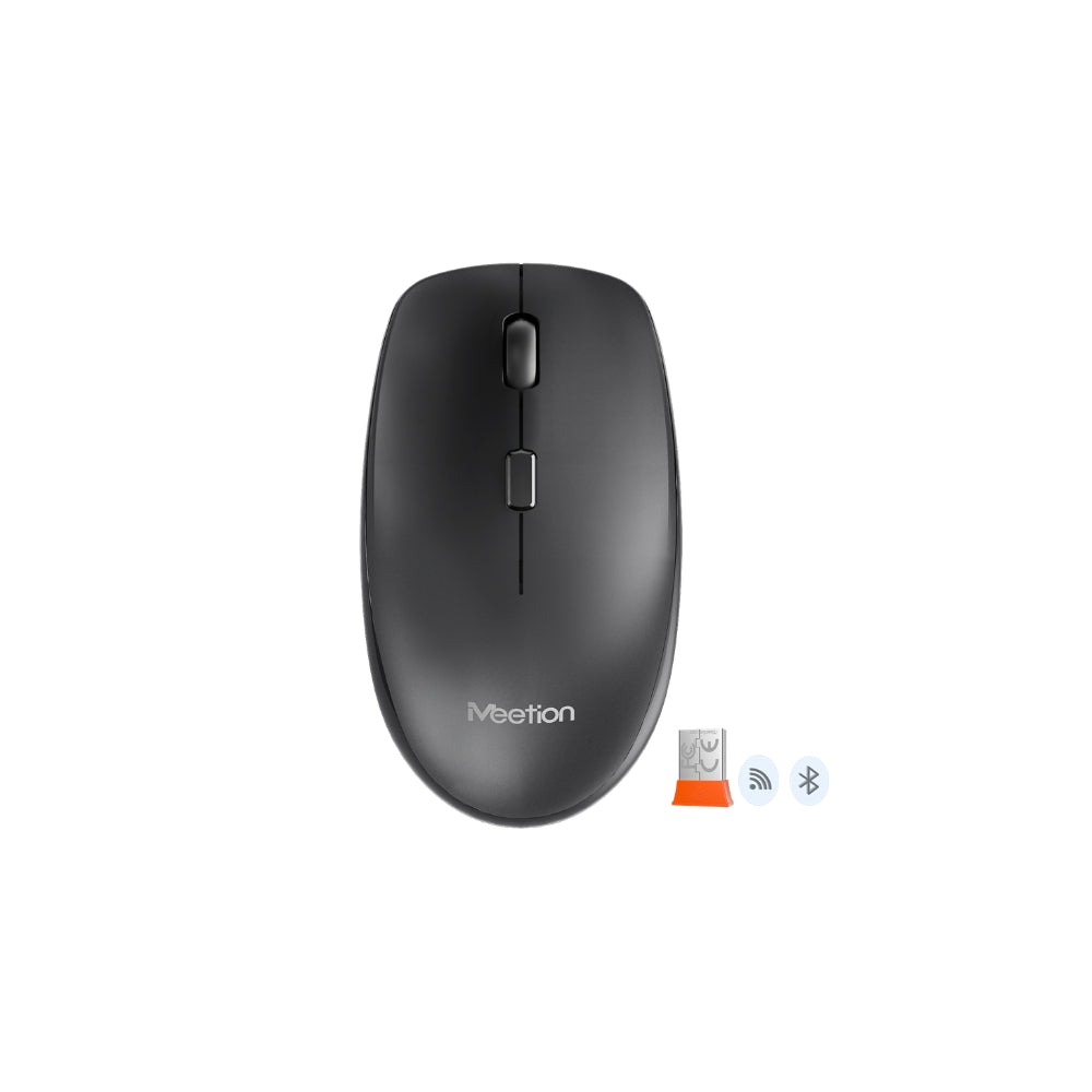 Meetion BTM100 Wireless Bluetooth Silent Office Mouse – Dual-Mode 2.4G & Bluetooth 5.1, Adjustable DPI, Black & Gray