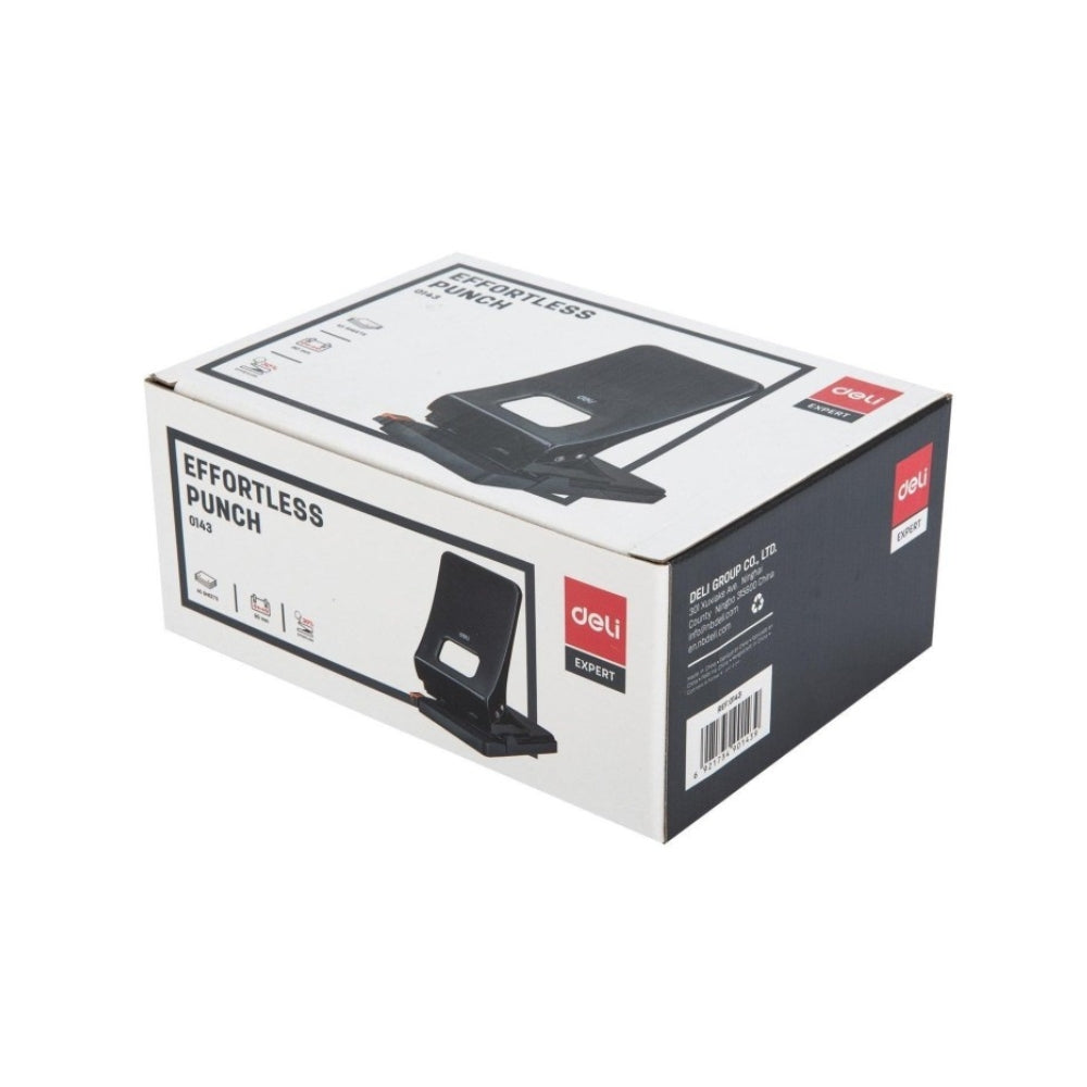 Deli E0142 Effortless 2-Hole Metal Punch – 25 Sheets, Black