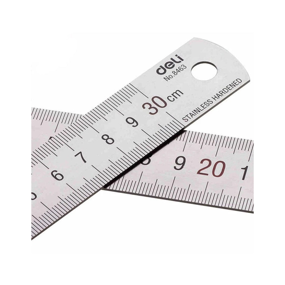 Deli 8463 Steel Ruler – 30 cm (12 inch), Silver