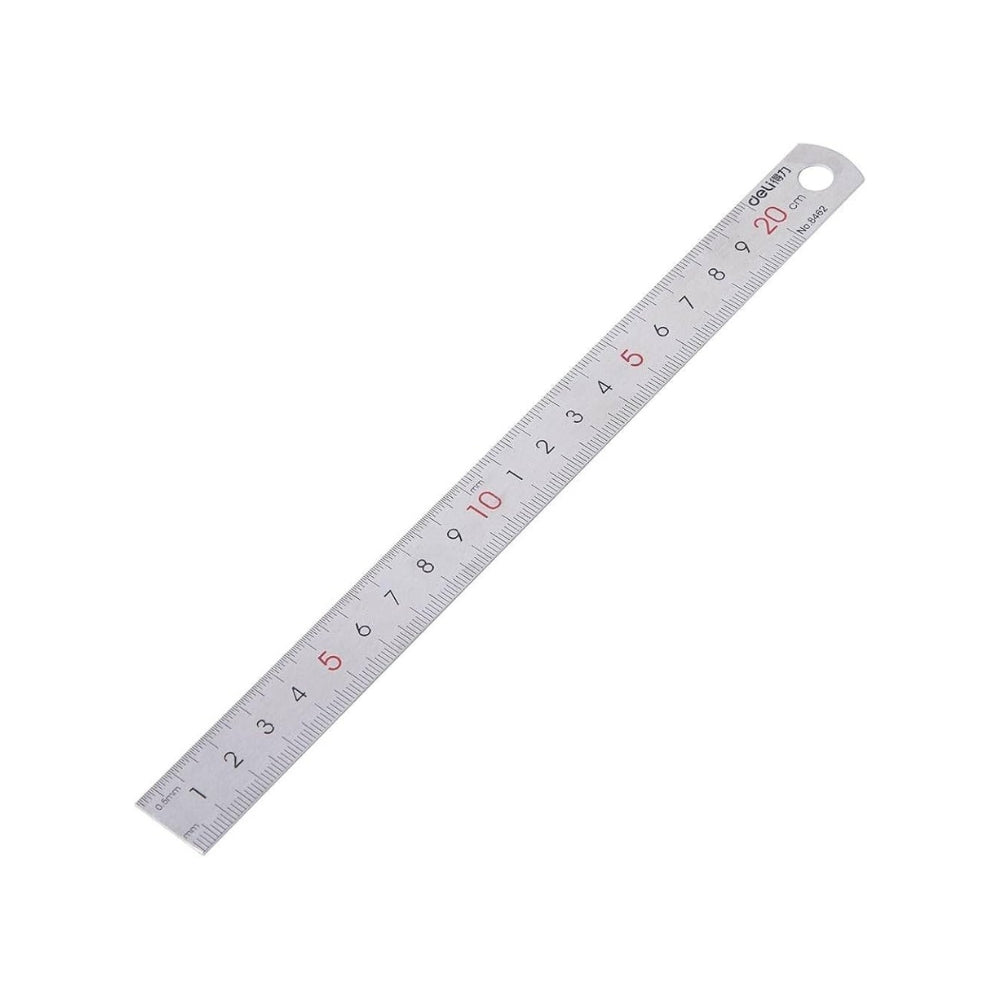 Deli 8462 Steel Ruler – 20 cm (8 inch), Silver