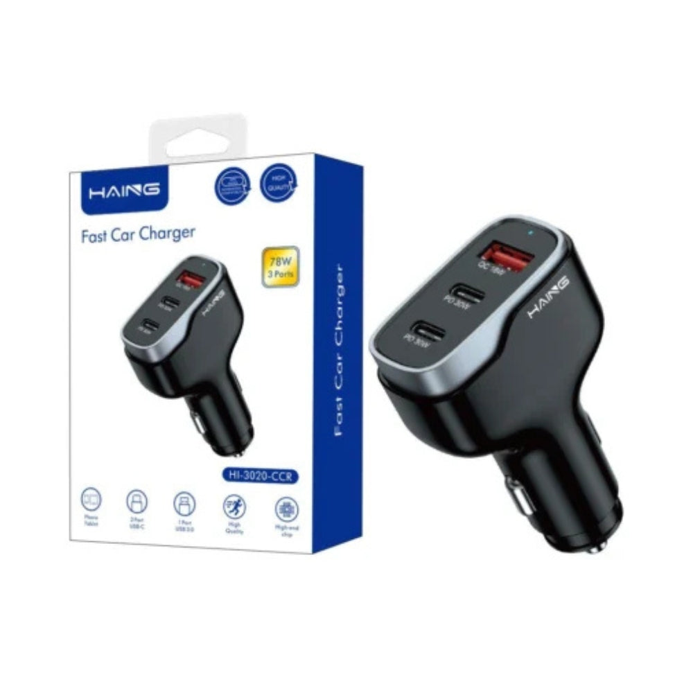 HAING HI-3020-CCR Fast Car Charger 3 Ports 78W