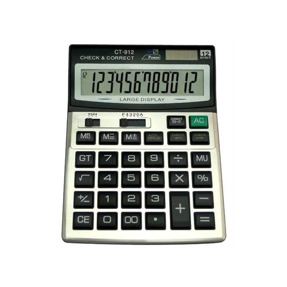 Cittzetv CT-912 Electronic Calculator – 12-Digit Large Display, Black