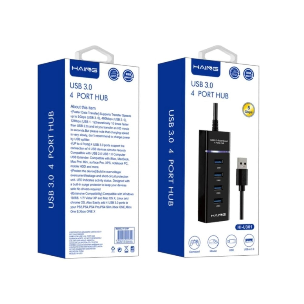 HAING HI-U301 USB 3.0 5Gbps HUB 4 Ports