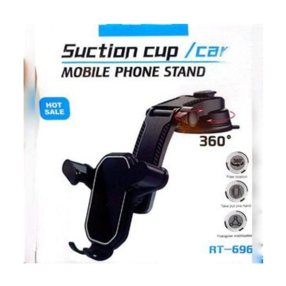 RT-696 Suction Cup Car Mobile Phone Holder – 360° Adjustable Mount