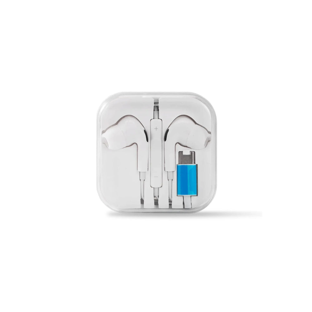 Type-C In-Ear Wired Headphones with Handsfree Microphone & Volume Control – White
