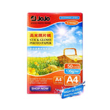 JOJO A4 Glossy Photo Paper – 135gsm, Waterproof, Self-Adhesive, 50 Sheets