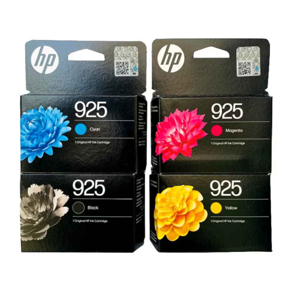 HP 925 Original Genuine Ink Cartridges – Black, Cyan, Magenta and Yellow (CMYK)
