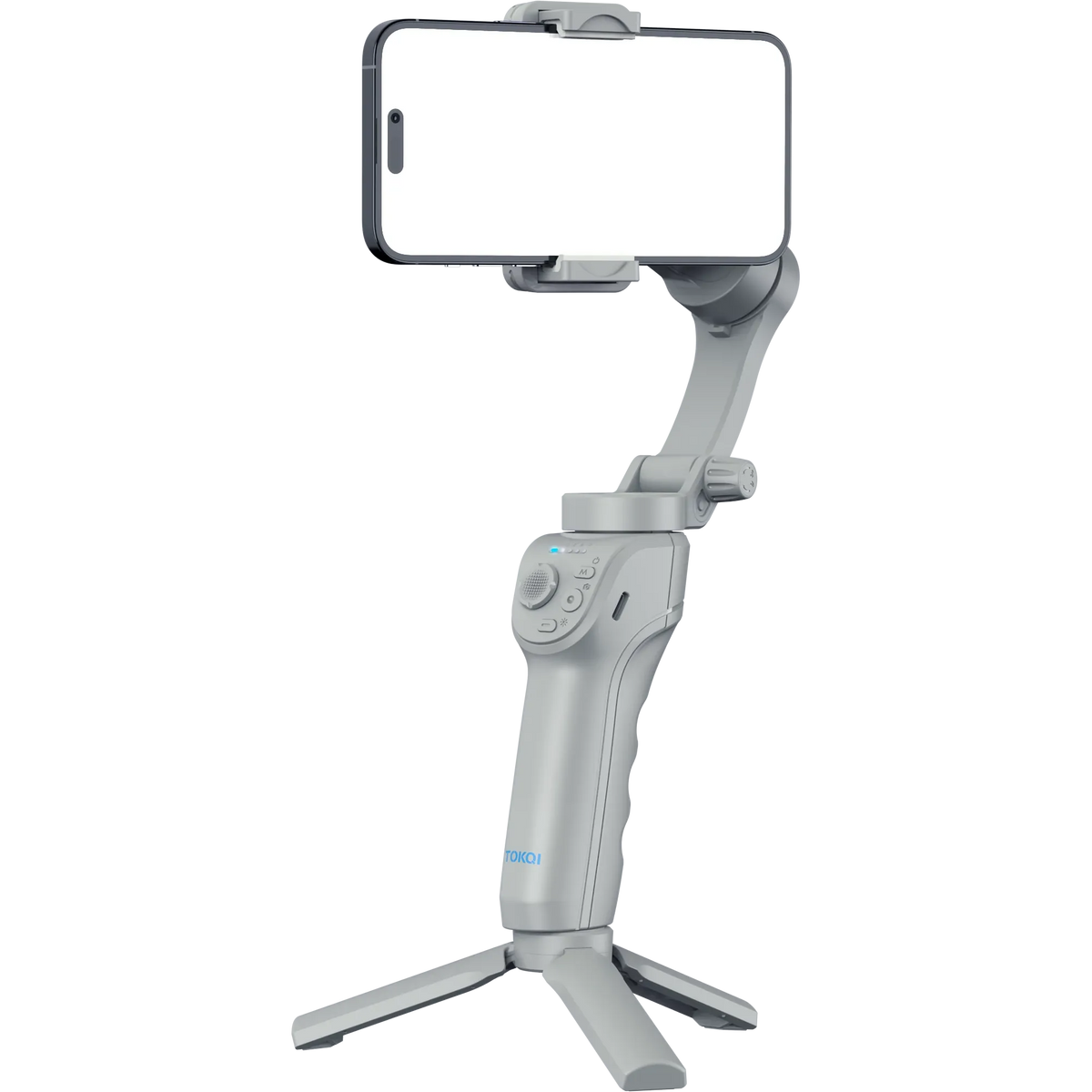 Tokqi M01 3-Axis Smartphone Gimbal – AI Face Tracking, Wide-Angle Lens & Cool/Warm LED Light