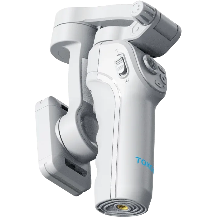 Tokqi M01 3-Axis Smartphone Gimbal – AI Face Tracking, Wide-Angle Lens & Cool/Warm LED Light