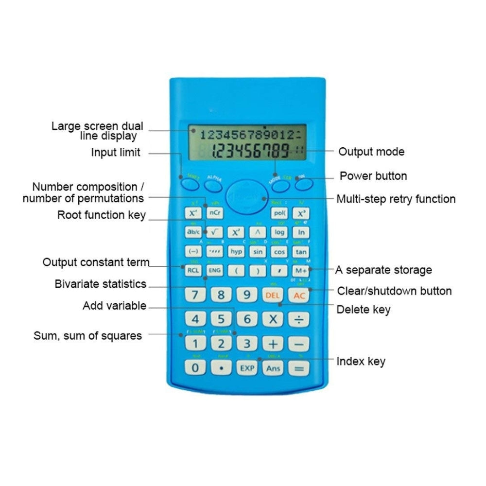 Deli E1710A Scientific Calculator – Blue, 240 Functions, 10+2 Digit Two-Line Display