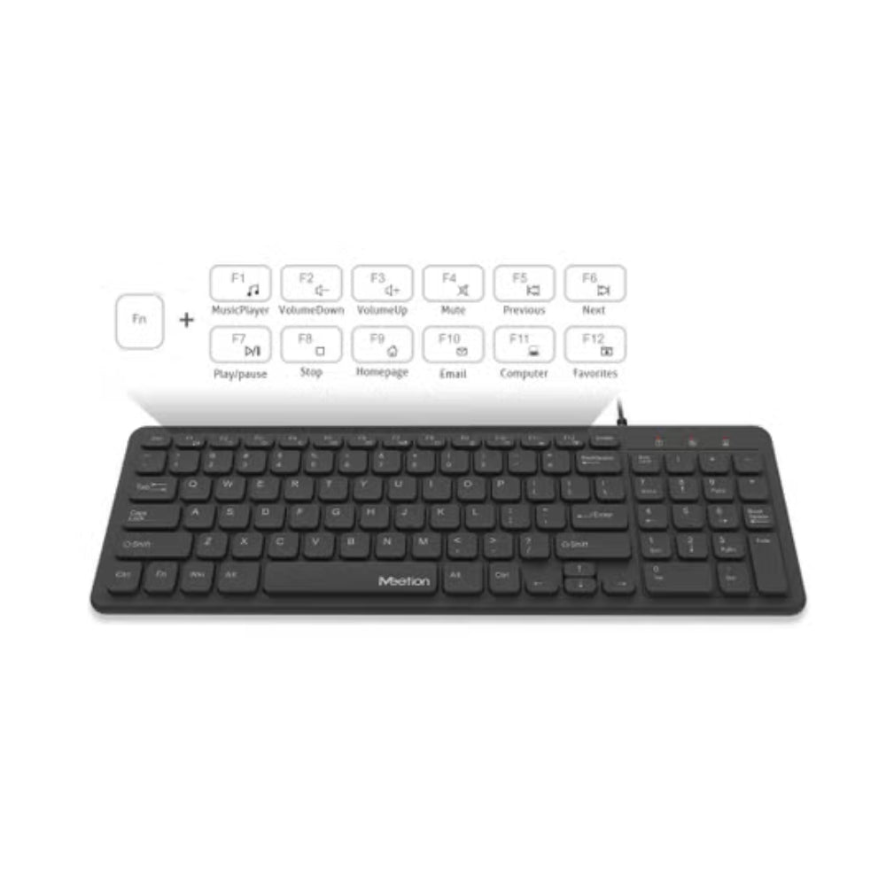 Meetion MT-K410-RS USB Wired Ultra-Thin Chocolate Keyboard – 96 Keys, Arabic & English Layout