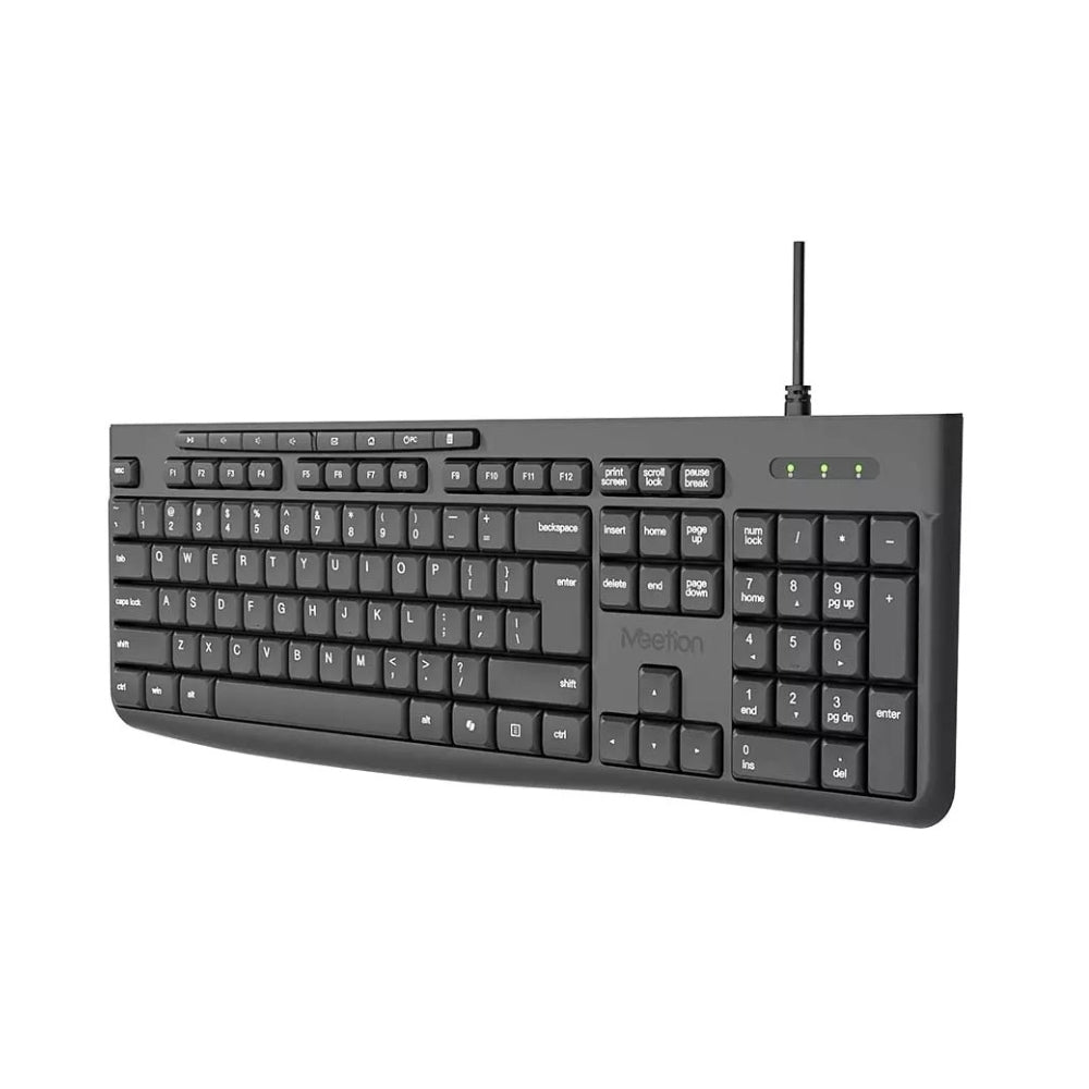 Meetion K295 Zero Noise Durable Wired Office Keyboard – Black, 112 Keys, USB