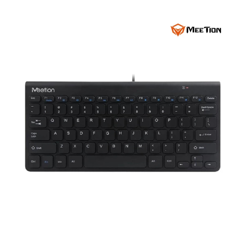 Meetion Wired USB Mini Keyboard Ultra-thin and lightweight design Black - Arabic , English Layout Language (K400-RS)