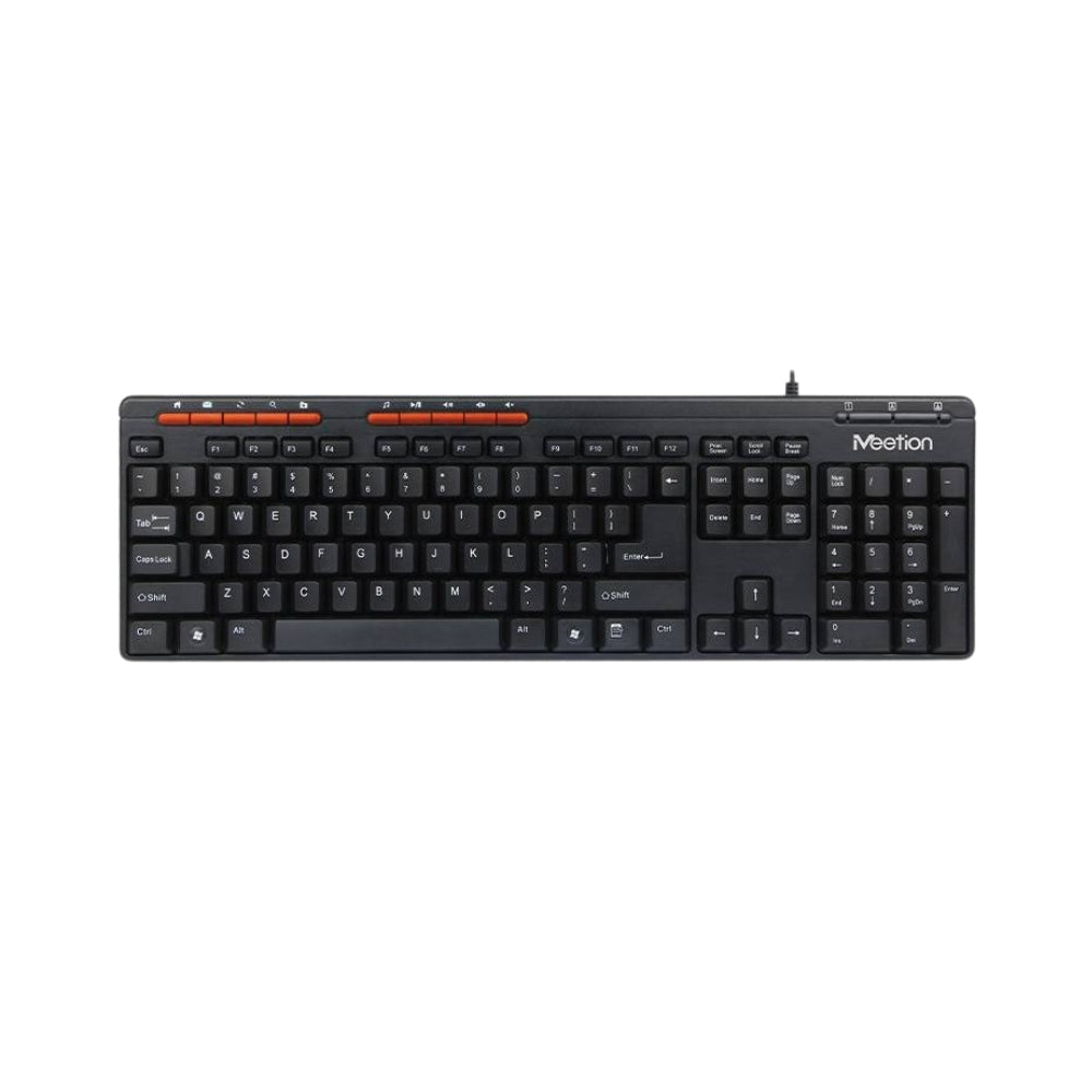 Meetion K600M-RS Wired USB Multimedia Keyboard – Arabic & English Layout, Black