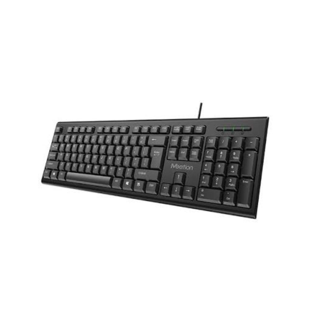 Meetion MT-K100-RS Office USB Wired Standard Keyboard – Full Size, Arabic & English Layout, Black