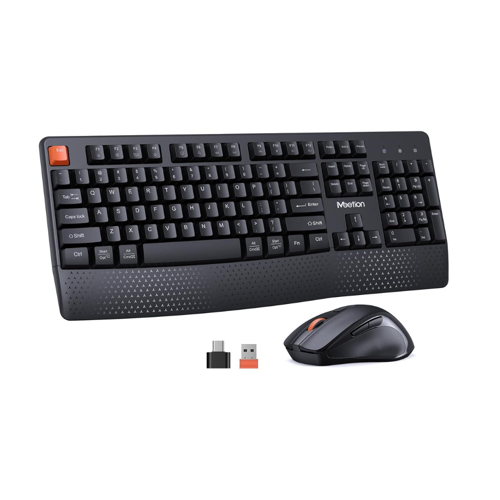 Meetion C4130 Wireless Ergonomic Keyboard & Mouse Combo – 2.4GHz, USB Receiver