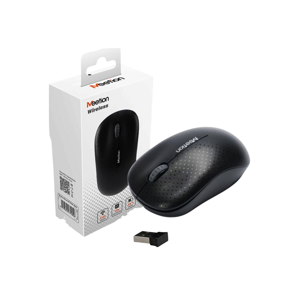 Meetion 2.4GHz Wireless Optical USB Mouse – Cordless, Available in White, Black & Pink