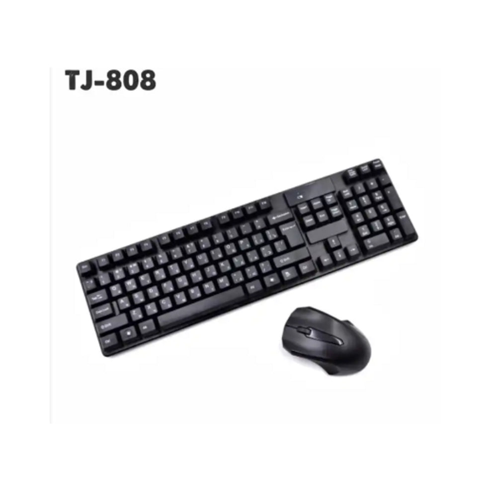 TJ-808 Wireless Keyboard & Mouse Combo – 2.4GHz, USB Receiver, 104 Keys, Black