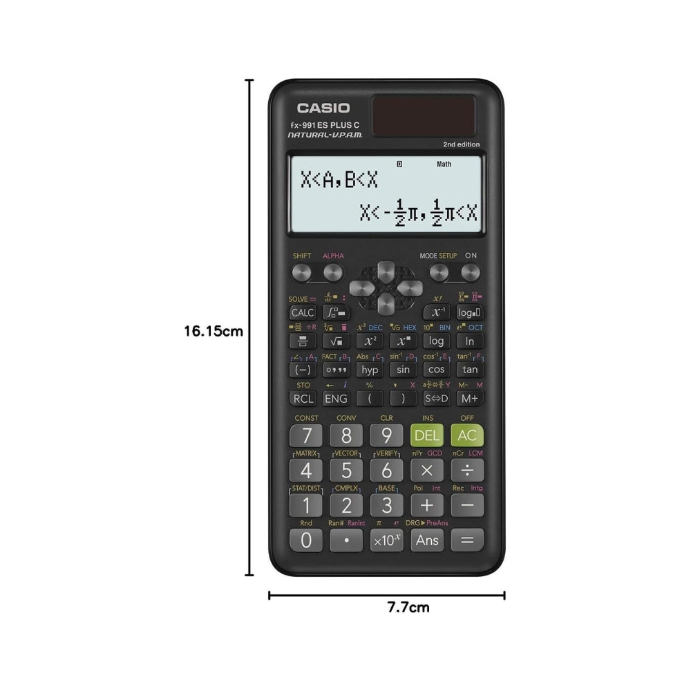 CASIO fx-991ES PLUS C 2nd Edition Scientific Calculator – 417 Functions, Natural Textbook Display, Solar & Battery