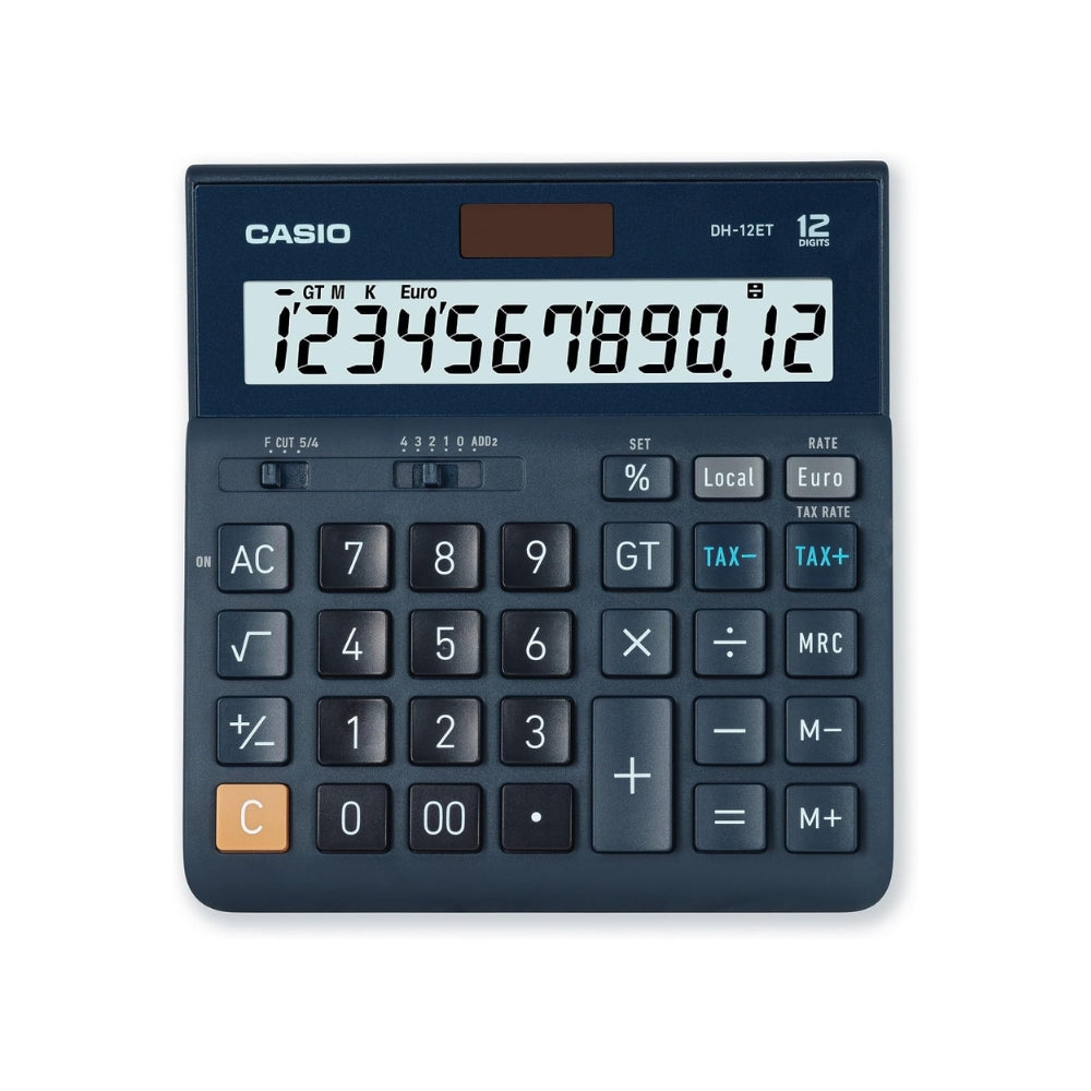CASIO DH-12ET Desktop Calculator – 12 Digits, Tax Calculation, Grand Total Memory, Solar & Battery