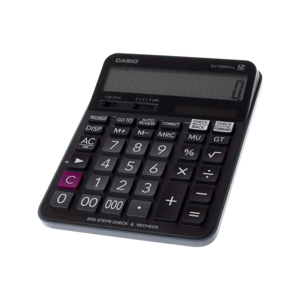 CASIO DJ-120D Plus Desktop Calculator – 12 Digits, 300-Step Check, Review & Recheck, Solar & Battery