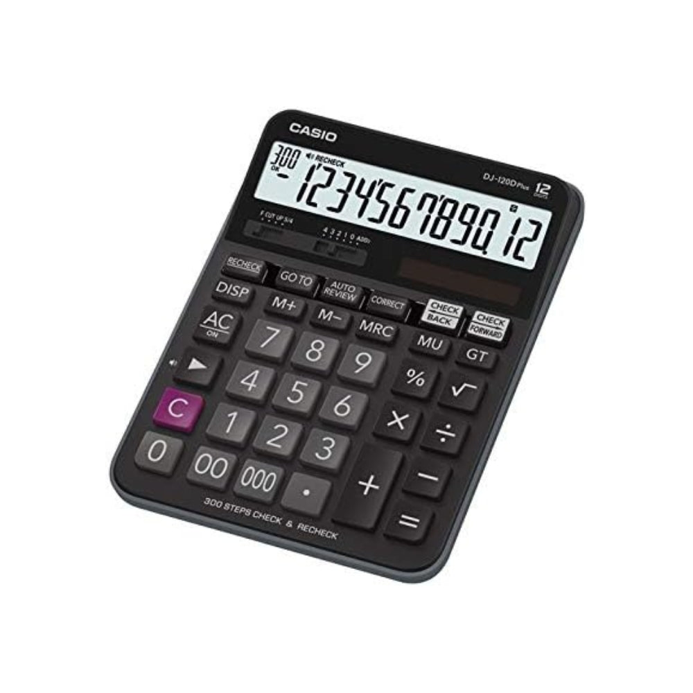 CASIO DJ-120D Plus Desktop Calculator – 12 Digits, 300-Step Check, Review & Recheck, Solar & Battery