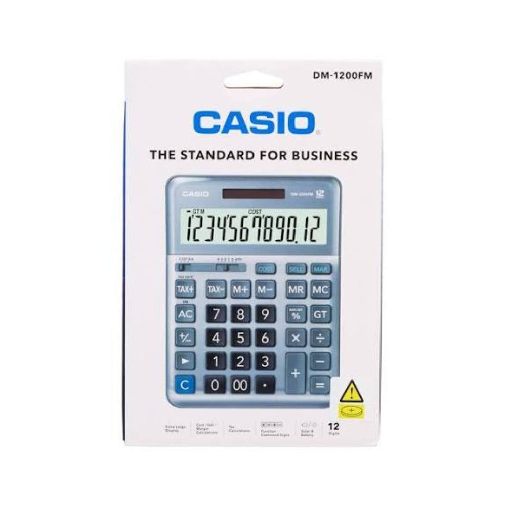 DM-1200FM Desktop Electronic Calculator, 12 Digits, Solar & Battery, Cost/Sell/Margin and Tax Calculation