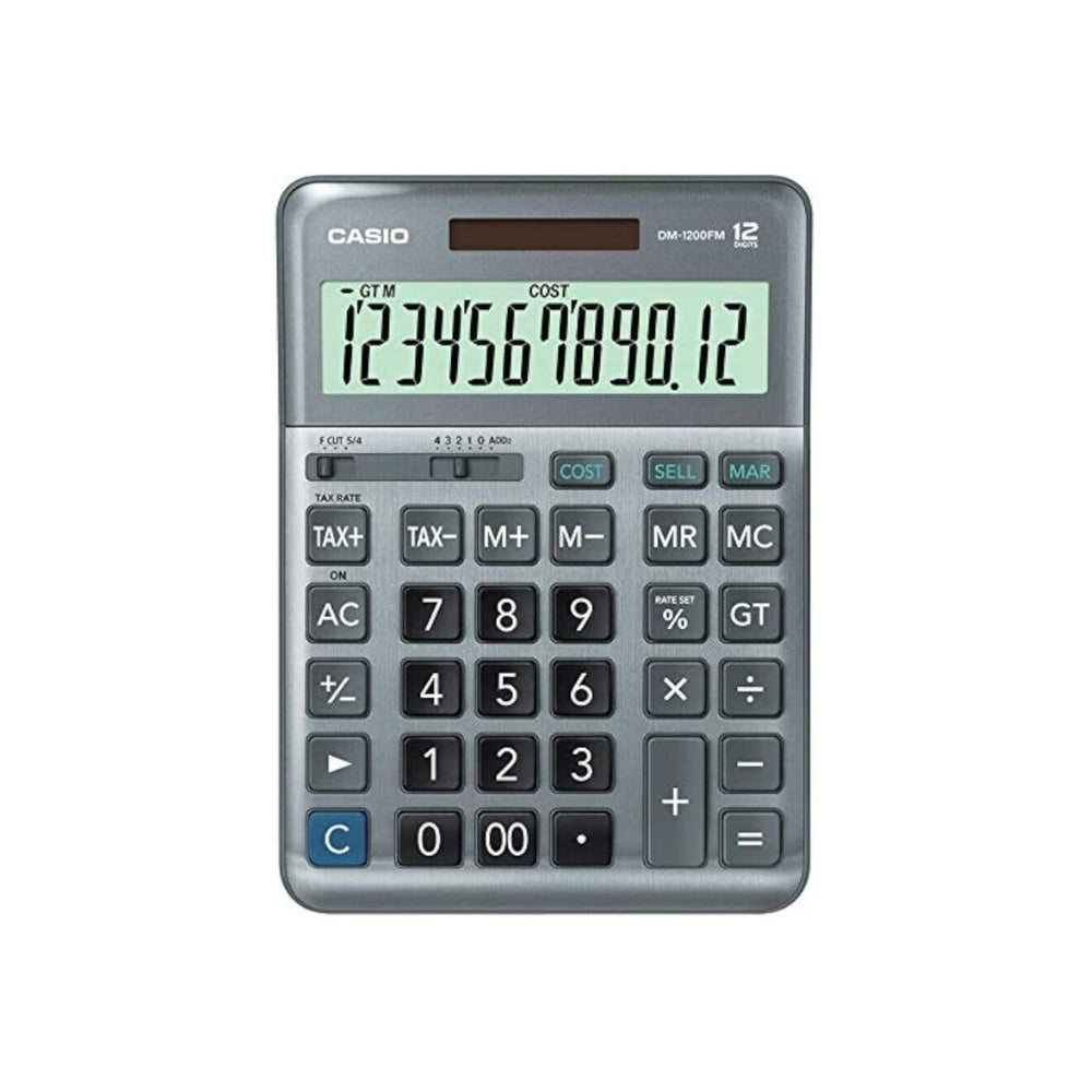 DM-1200FM Desktop Electronic Calculator, 12 Digits, Solar & Battery, Cost/Sell/Margin and Tax Calculation