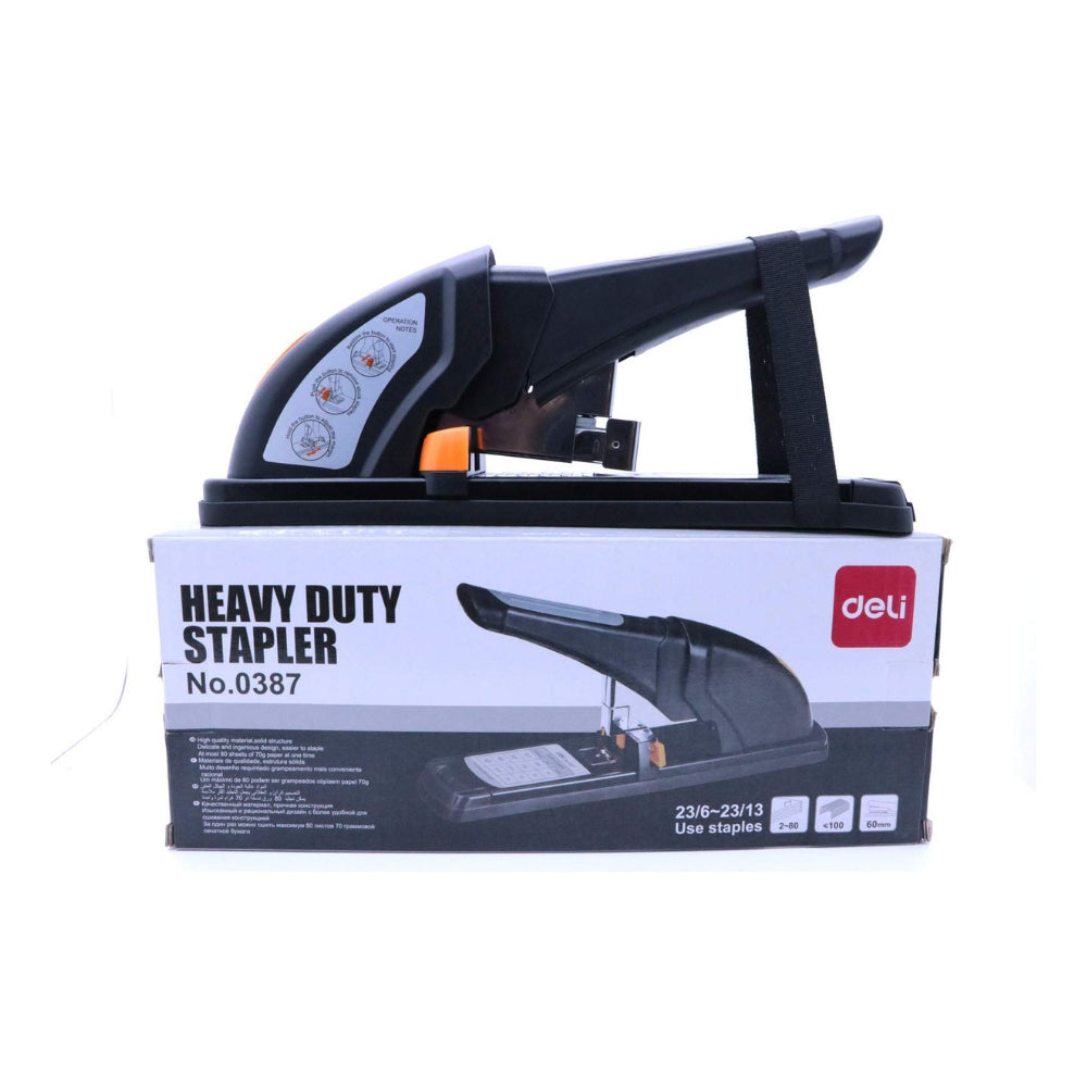 Deli E0387 Heavy Duty Stapler – 80 Sheets, Black
