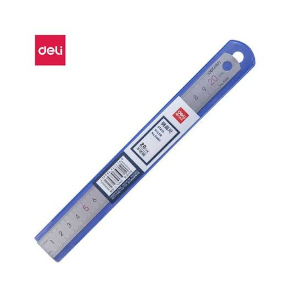 Deli 8462 Steel Ruler – 20 cm (8 inch), Silver