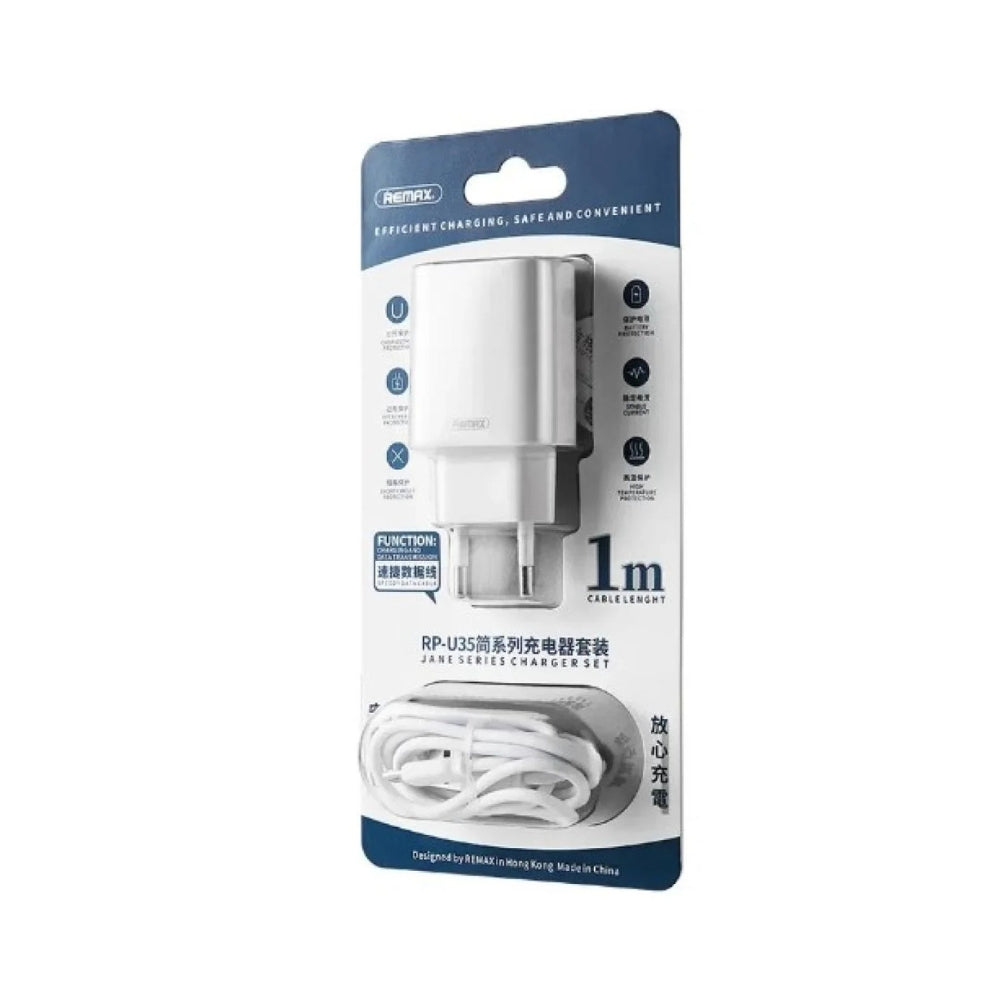REMAX 2-Port Power Adapter with USB-C to Lightning Cable