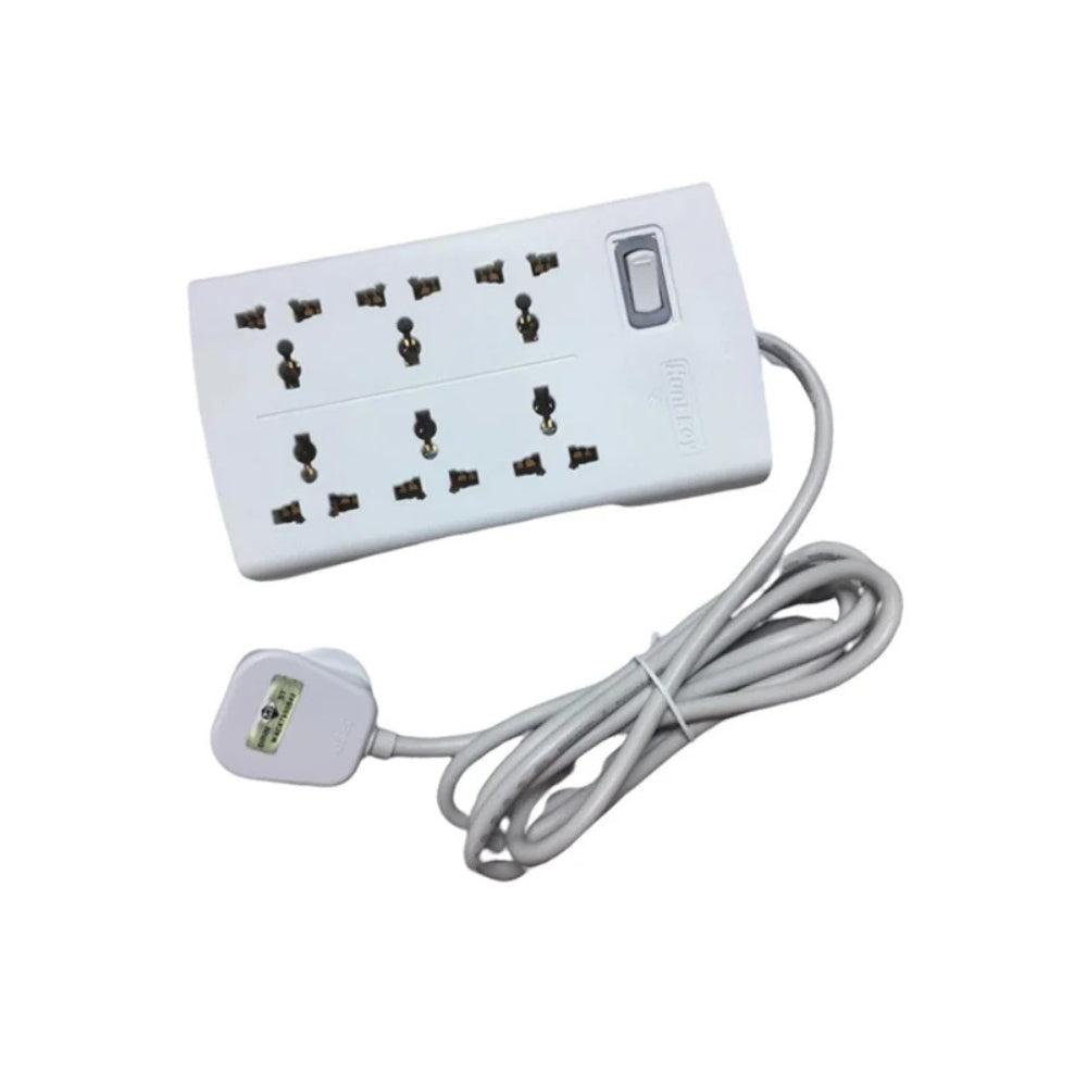 Huntkey Universal Power Strip – 6 AC Sockets, 2-Meter Cable