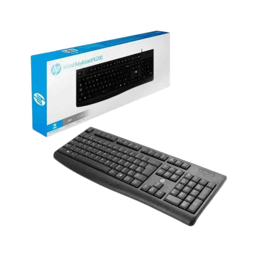 HP K200 Wired USB Keyboard – 104 Keys, Full-Size Office & Gaming Keyboard, Black