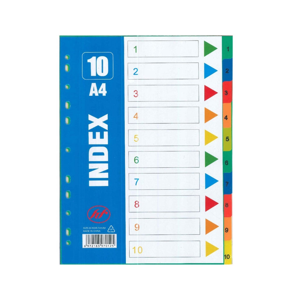 PATIKIL A4 Binder Index Dividers – 10 Tabs, 11 Holes, PP, Multicolor
