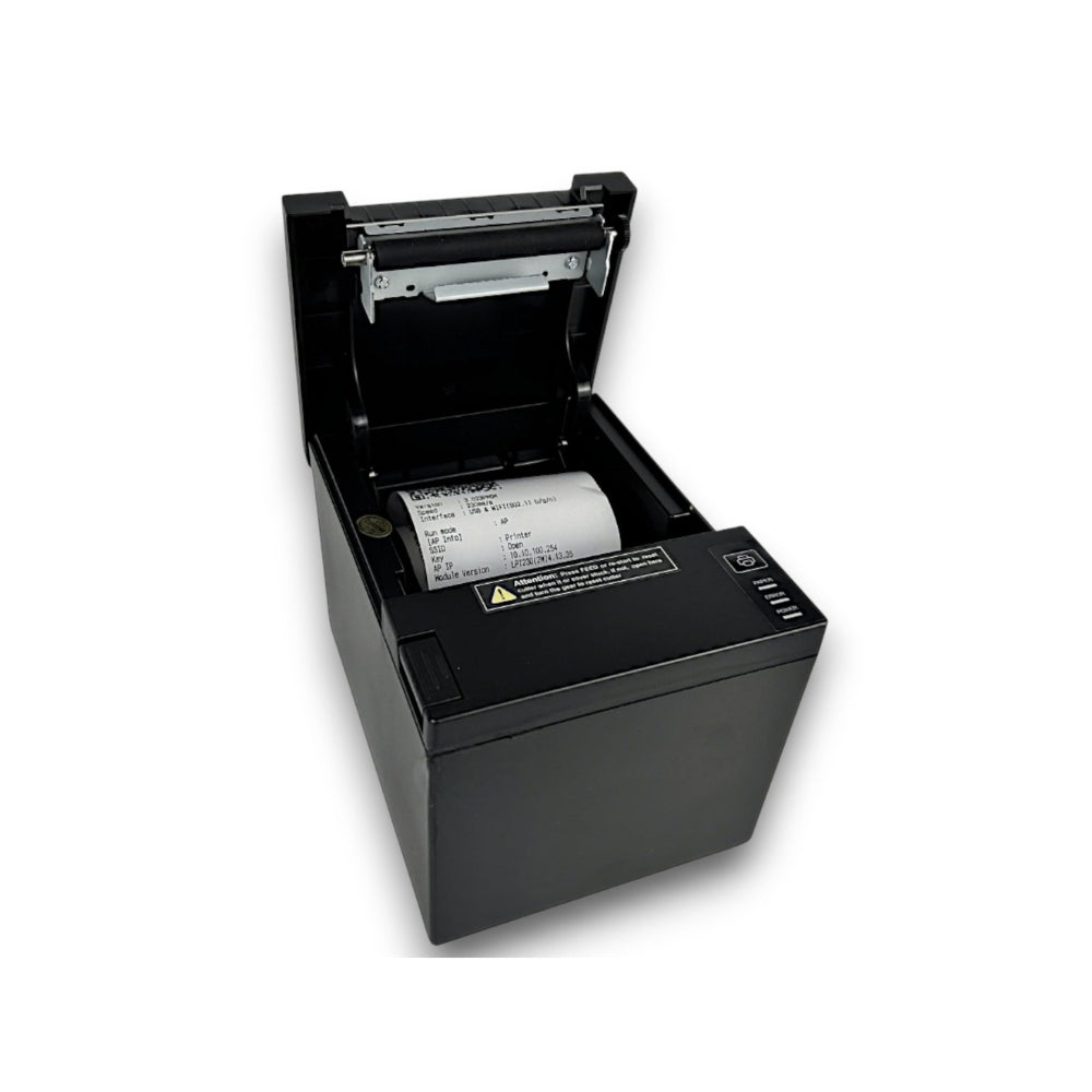 طابعة إيصالات حرارية Xprinter XP-Q807K – مقاس 80 مم، 203 نقطة في البوصة، سرعة 230 مم/ثانية، USB + LAN