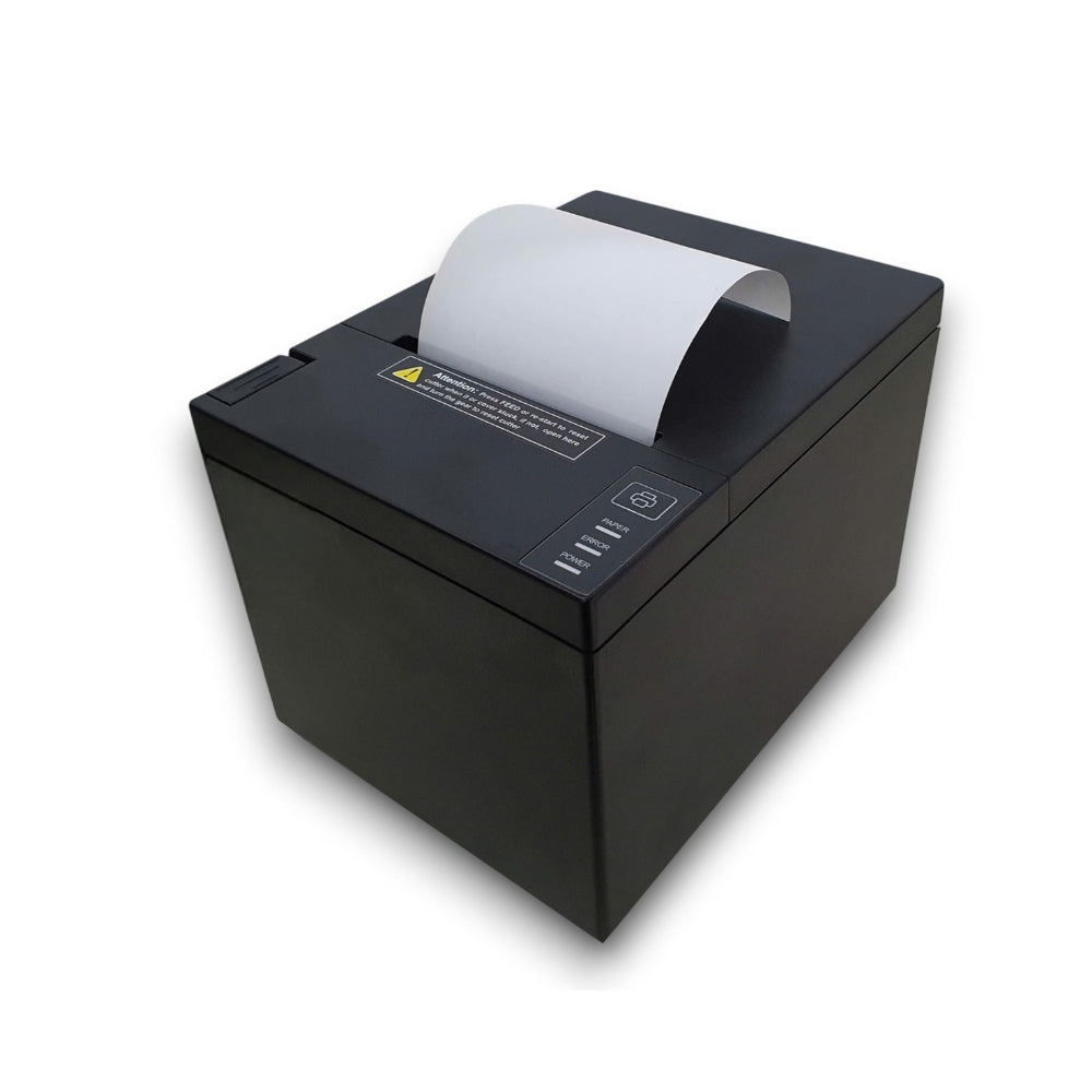 طابعة إيصالات حرارية Xprinter XP-Q807K – مقاس 80 مم، 203 نقطة في البوصة، سرعة 230 مم/ثانية، USB + LAN