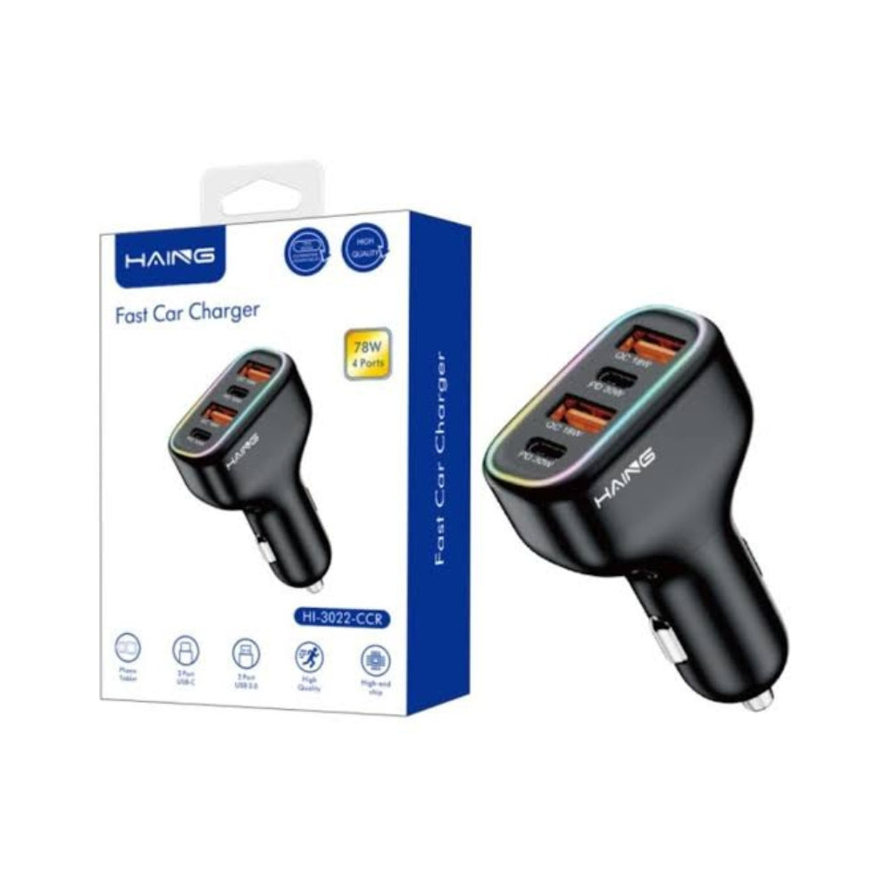 HAING HI-3022-CCR Fast Car Charger – 4 Ports, 78W