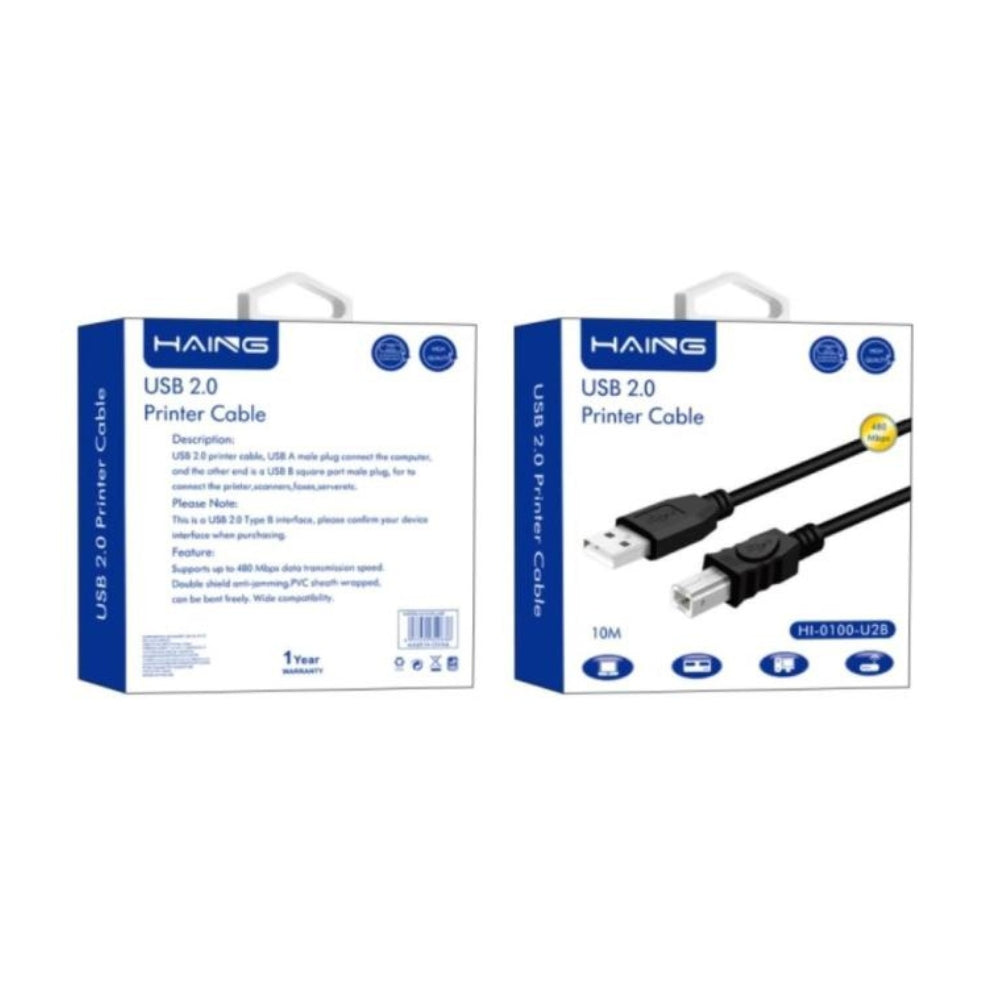 HAING HI-0100-U2B USB 2.0 A-B Printer Cable – 1.5M