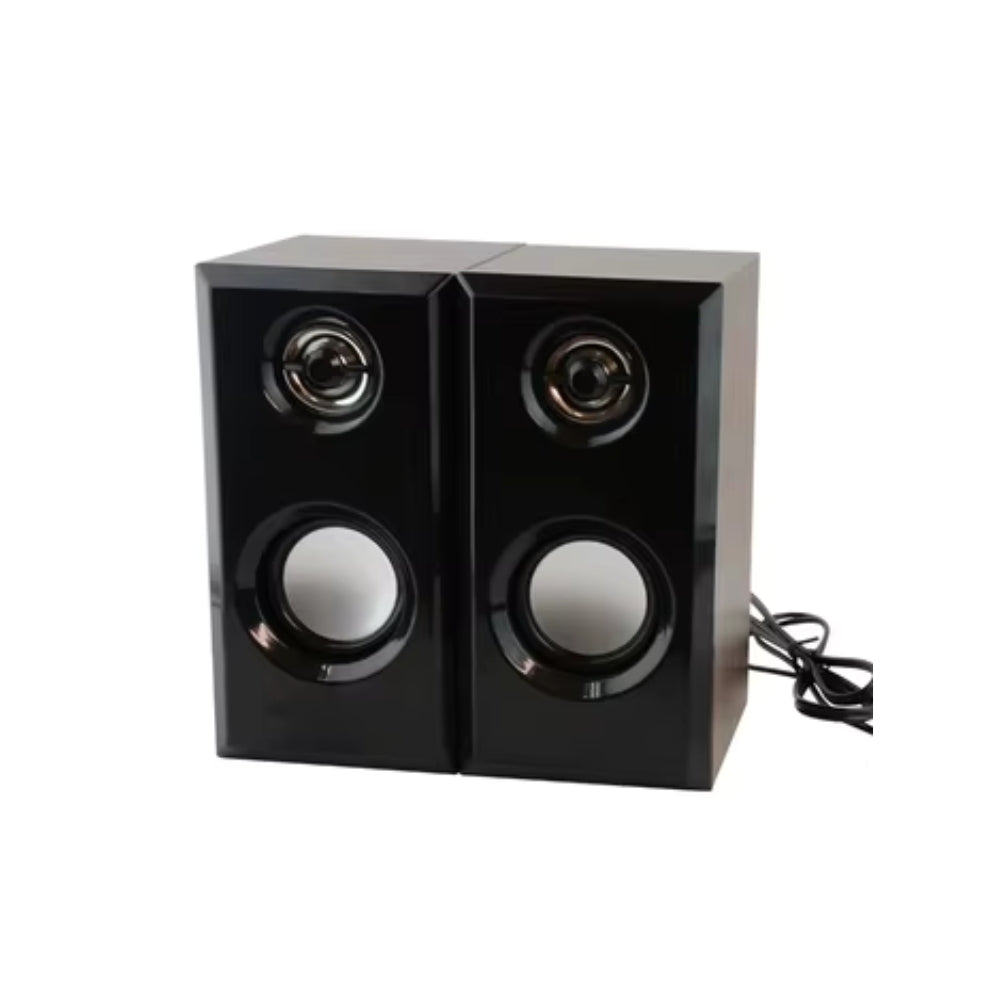 K2036 2.0 Multimedia Speakers – Wooden Box, 3.5mm Stereo Jack, USB Powered for PC & Laptop