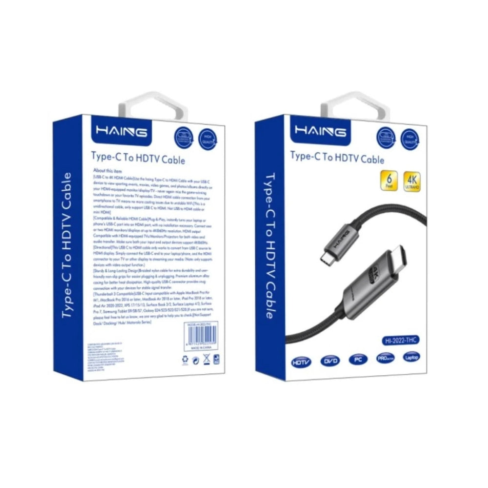 HAING HI-2022-THC-1.8M Type-C to HDTV HDMI Cable – 1.8M, 60Hz