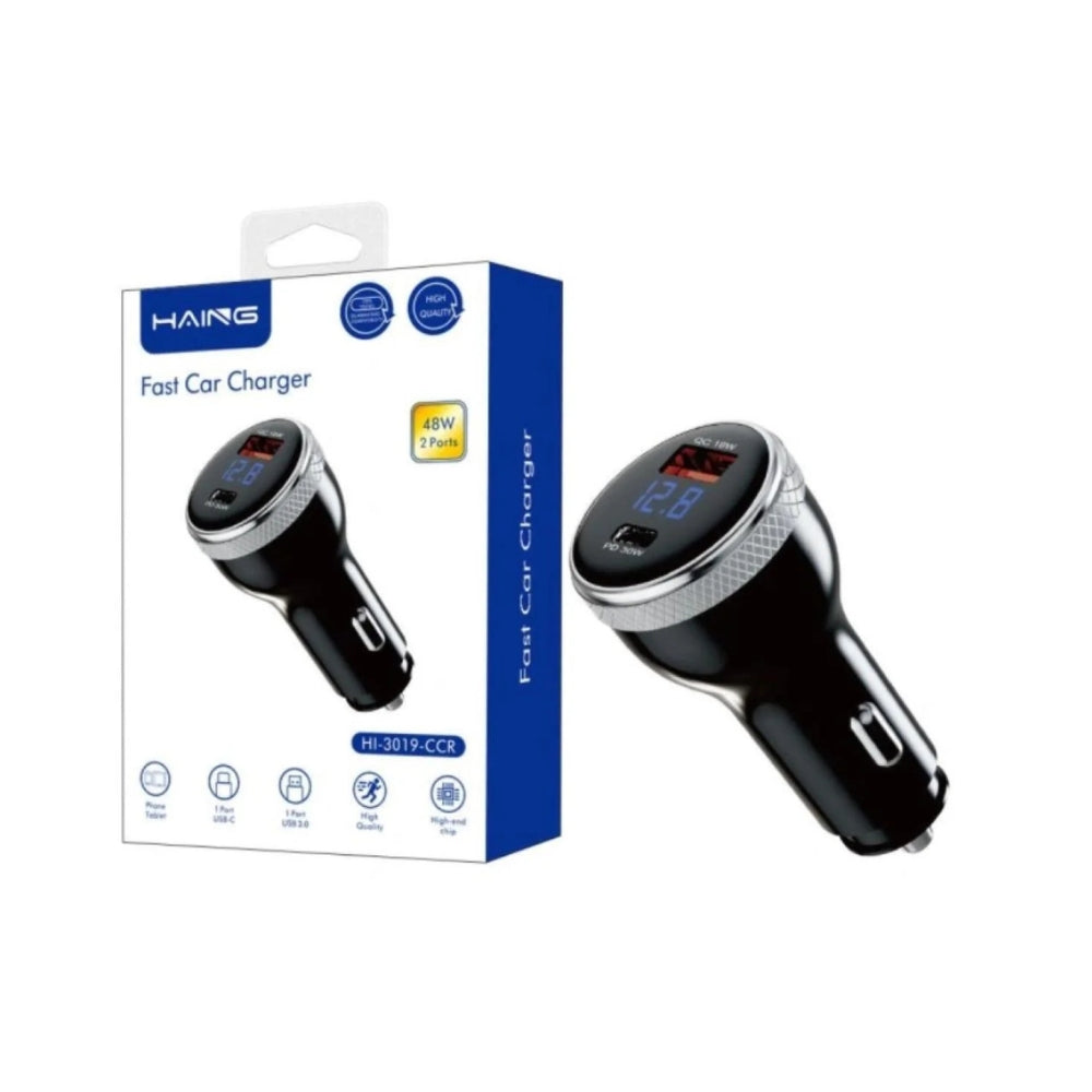 HAING HI-3019-CCR Fast Car Charger – 2 Ports, 48W