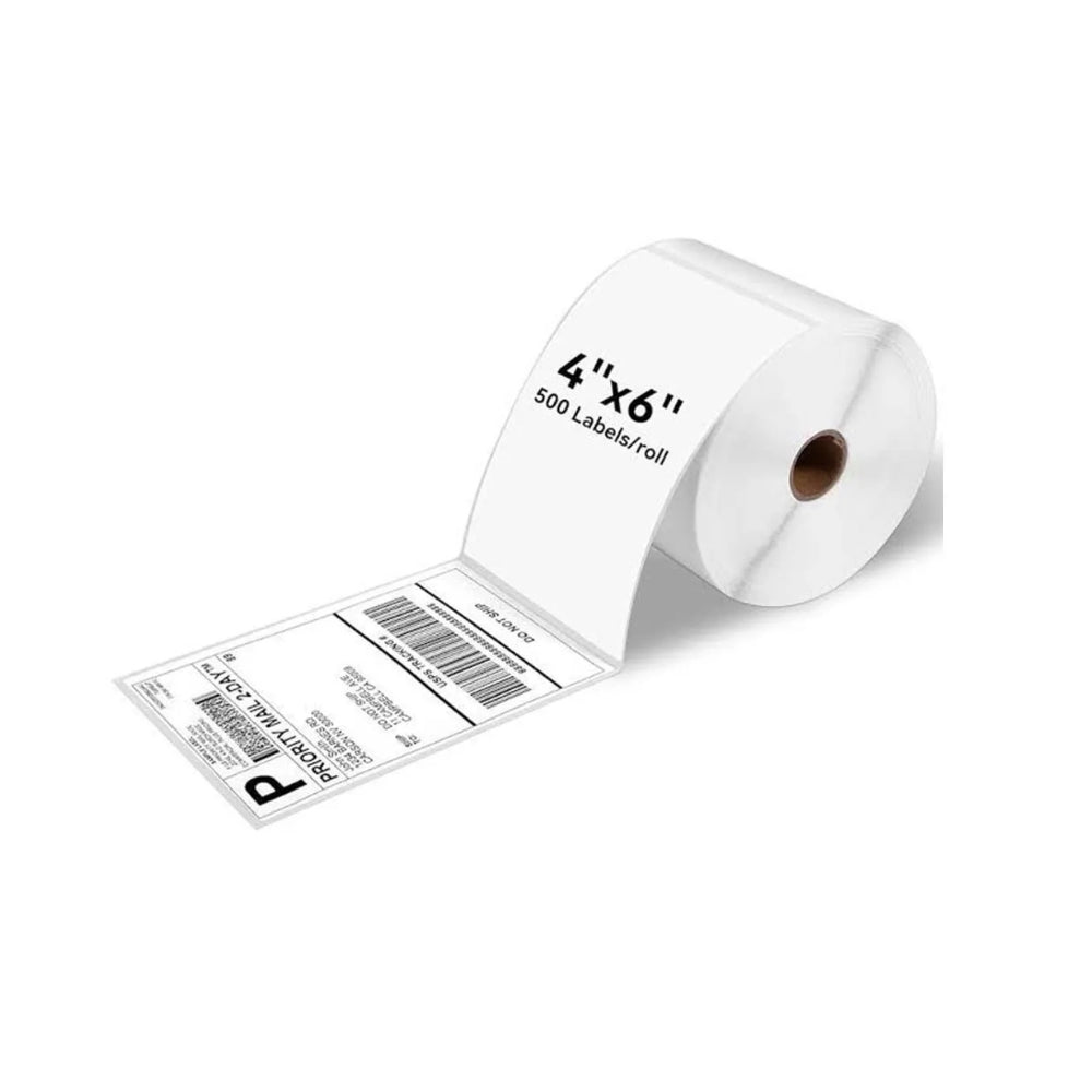 Barcode Label Rolls – 4 × 6 Inch White Self-Adhesive Labels, Permanent Adhesive, Perforated, 700 Labels per Roll – 1 Roll