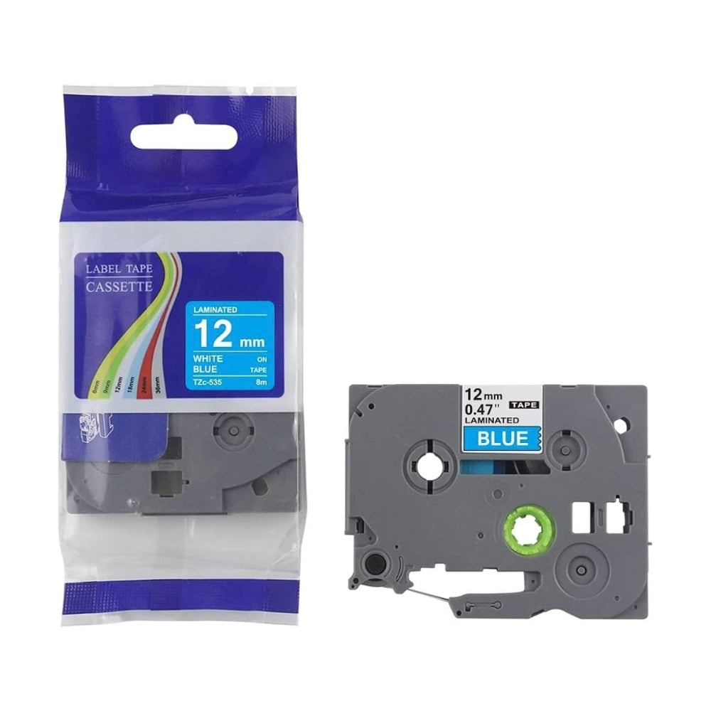 Brother TZe-535 Compatible Label Tape 12mm - White on Blue
