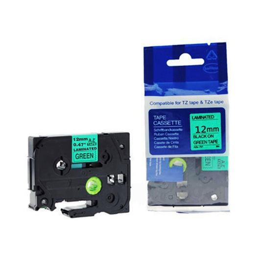 Brother TZe-731 Compatible Label Tape 12mm - Black on Green