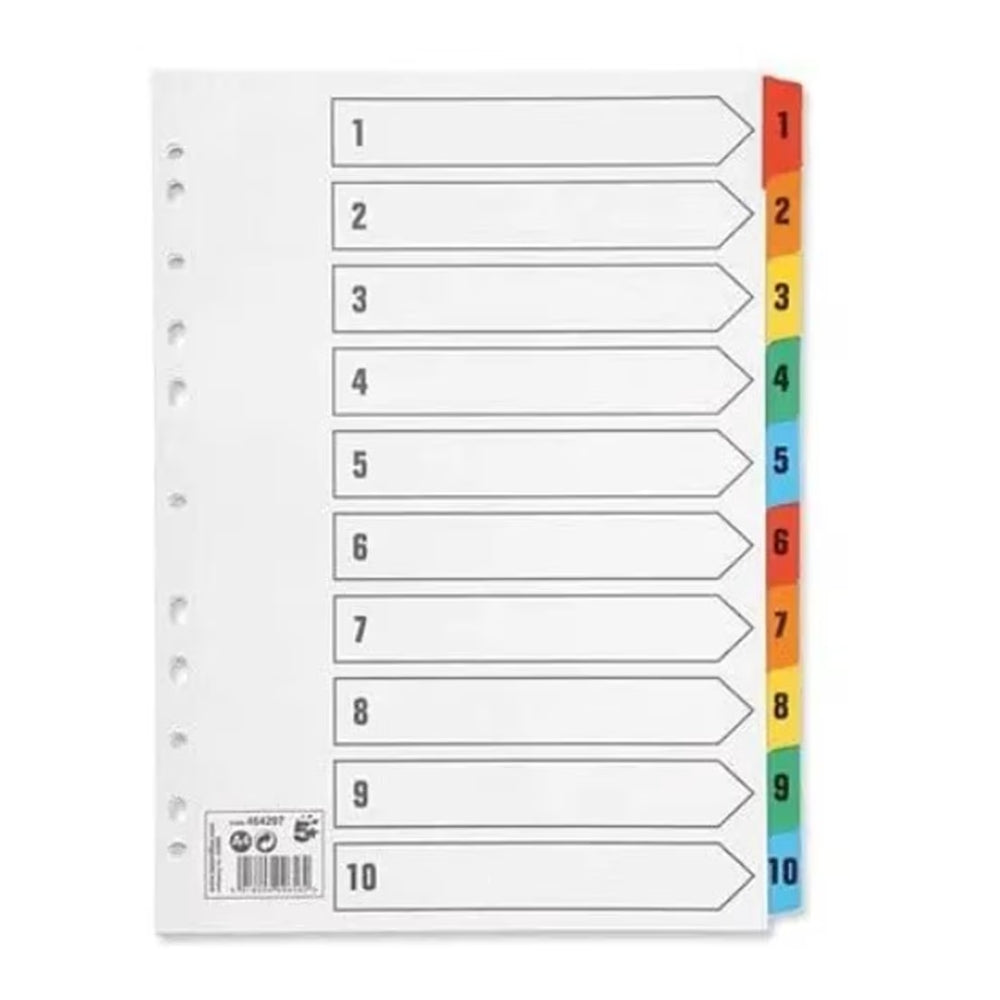 10-Part Colour Index Dividers – 10 Sheets, 230 × 300 mm, 180 GSM